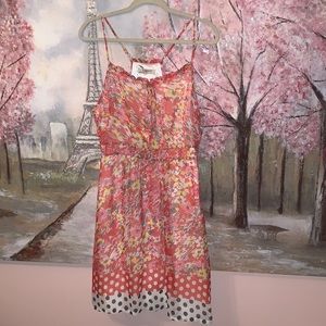 Romy Floral Polka Dot Spaghetti Strap Sundress M EUC